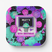 Assiettes En Carton Neon Basketball Baskets & Paint Splatard Anniversa (Recto)