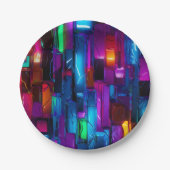 Assiettes En Carton Neon Blacklight Verre Abstrait (Devant)