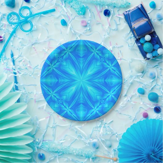 Assiettes En Carton Neon Blue Turquoise Psychedelic Cloudy Abstrait (Fête)