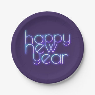 Assiettes En Carton Neon Bonne Année