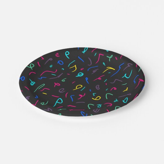 Assiettes En Carton Neon Bright Marques sur Noir (Angle)