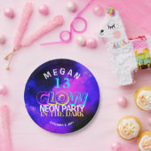 Assiettes En Carton Neon brillant ado moderne 13e anniversaire papier  (Fête)