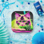 Assiettes En Carton Neon Feline Fiesta : Un Ado Anniversaire Bash (Fête)