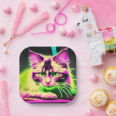 Assiettes En Carton Neon Feline Fiesta : Un Ado Anniversaire Bash (Fête)