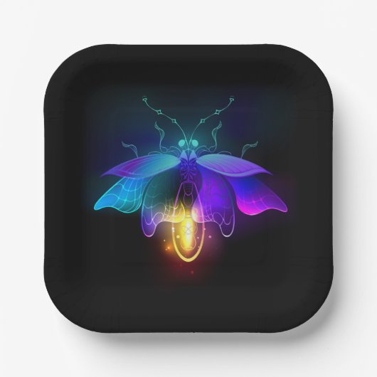 Assiettes En Carton Neon Firefly sur noir (Recto)