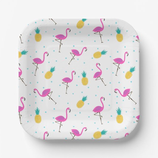 Assiettes En Carton Néon Flamingos (Recto)