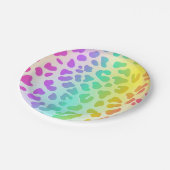 Assiettes En Carton Neon Glow in Dark, Rainbow Cheetah print (Angle)