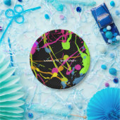 Assiettes En Carton Neon Glow Paint Splatter fête d'anniversaire (Fête)