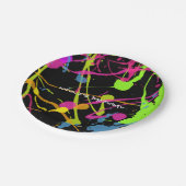 Assiettes En Carton Neon Glow Paint Splatter fête d'anniversaire (Angle)