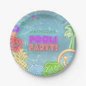 Assiettes En Carton Neon Glow Pool Party Any Age Birthday (Devant)