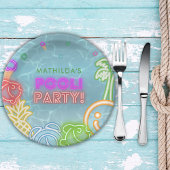 Assiettes En Carton Neon Glow Pool Party Any Age Birthday