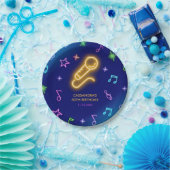 Assiettes En Carton Neon Glow Singer Karaoke Anniversaire (Fête)