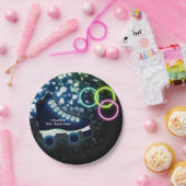 Assiettes En Carton Neon Glow Skate Blue Anniversaire Patinage de fête (Fête)