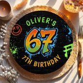 Assiettes En Carton Neon Graffiti Six Seven Kids 7th Birthday Party