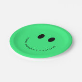 Assiettes En Carton Neon Green Happy Face Custom  (Angle)