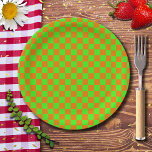 Assiettes En Carton Neon Green Orange À damiers Checkerboard Vintage<br><div class="desc">Tableau de bord Neon Green et Orange À damiers | VINTAGE | Classique | tendance | Style | Mode | Minimal</div>