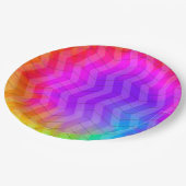 Assiettes En Carton Neon Herringbone Trippie Hippie arc-en-ciel (Angle)