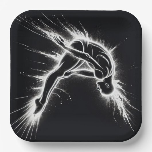 Assiettes En Carton Neon High Diver Sur Noir (Recto)