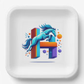 Assiettes En Carton Neon Horse Jump Over H Letter (Recto)