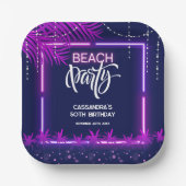 Assiettes En Carton Neon Lights Palm Beach Night Party Anniversaire (Recto)