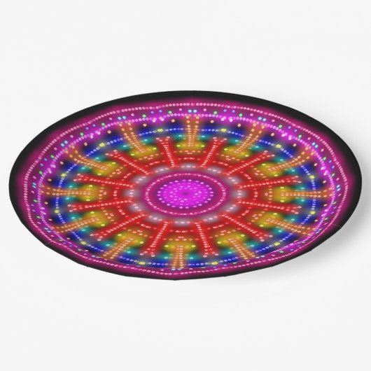 Assiettes En Carton Neon Medallion (Angle)