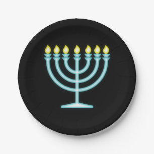 Assiettes En Carton Neon Menorah