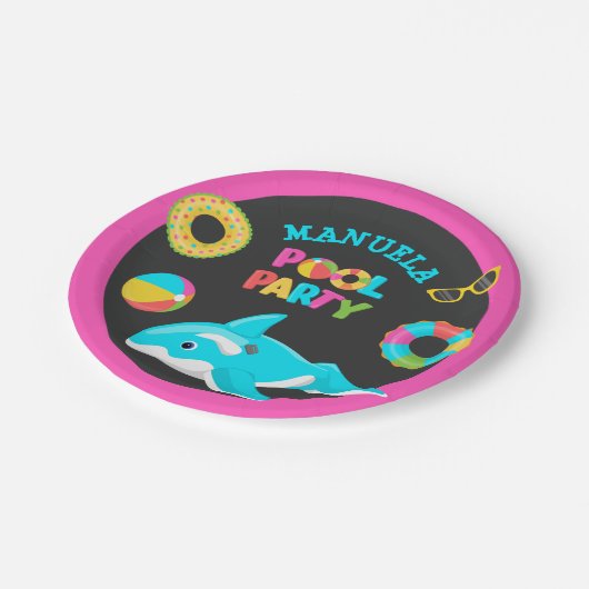 ASSIETTES EN CARTON NEON ORCA FLOAT POOL PARTI (Angle)