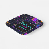 Assiettes En Carton Neon Paint Splatter 12e fête d'anniversaire (Angulaire)