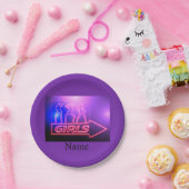 Assiettes En Carton Neon Pink Girls Sign Thunder_cove (Fête)