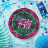 Assiettes En Carton Neon Pink Tropical 50e anniversaire (Fête)