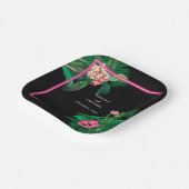 Assiettes En Carton Neon Pink Tropical Retro Botanical Mariage (Angulaire)