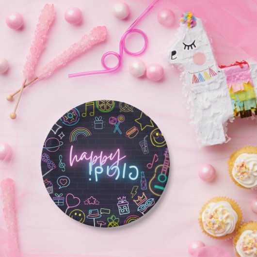 Assiettes En Carton Neon Purim (Fête)