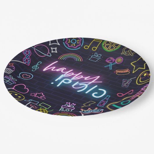 Assiettes En Carton Neon Purim (Angle)