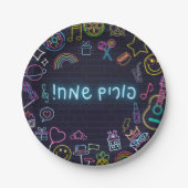 Assiettes En Carton Neon Purim (Devant)