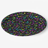 Assiettes En Carton Neon Rainbow Notes musicales sur Black (Angle)