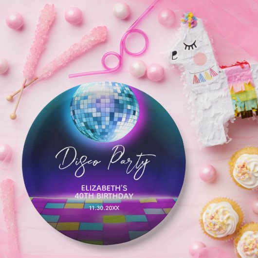 Assiettes En Carton Neon Retro Disco Party Dance Nuit Anniversaire (Fête)