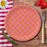 Assiettes En Carton Neon rose Orange À damiers damier Vintage<br><div class="desc">Tableau de bord Neon Pink et Orange À damiers | VINTAGE | Classique | tendance | Style | Mode | Minimal</div>