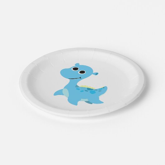 Assiettes En Carton Nessie bleu mignon (Angle)