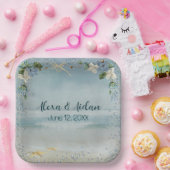 Assiettes En Carton Net nautique mariage avec bulles (Fête)