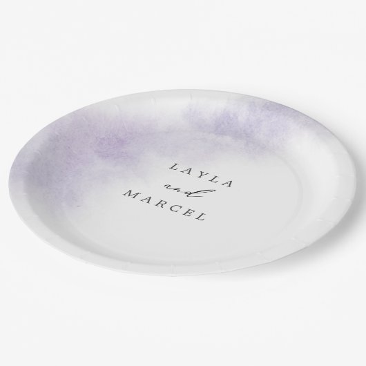 Assiettes En Carton Nettoyage aquarelle | Gâteau Mariage pourpre (Angle)