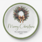 Assiettes En Carton Neutral Boho Christmas Tree with Pine Accents (Devant)