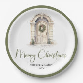 Assiettes En Carton Neutral Nordic Christmas Script Personalized Plate (Devant)