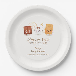 Assiettes En Carton Neutral Whimsical S'more Baby shower amusant
