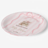 Assiettes En Carton New Chapter Pink Bow Stripes Baby Shower (Angle)