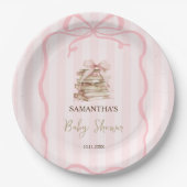 Assiettes En Carton New Chapter Pink Bow Stripes Baby Shower (Devant)