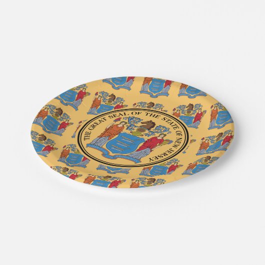 Assiettes En Carton New Jerseyan Flag & Seal, New Jersey (Angle)