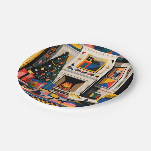 Assiettes En Carton New Wave 1980s Pop Art Christmas (Angle)