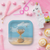 Assiettes En Carton New Year 2026 Sand Timer With Starfish (Fête)