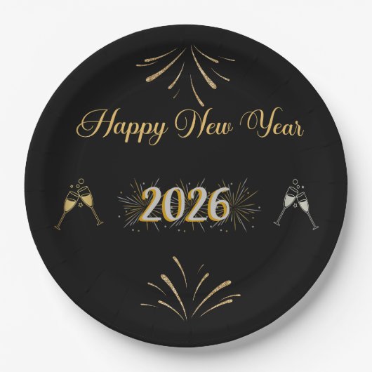 Assiettes En Carton New Year Sparkle Paper Plate (Devant)