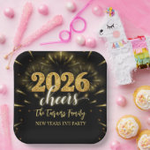 Assiettes En Carton New Year's Eve 2026 Party Gold & Black (Fête)